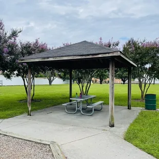 Picnic table with shelter