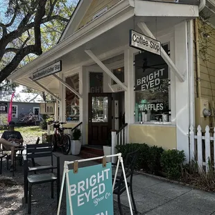 a sign for bright eyed brew