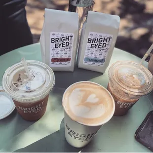 Their Ethiopia and columbian roasts. 2 nitro cold brews and a latte! Can&apos;t go wrong with any of their being housemade flavors!