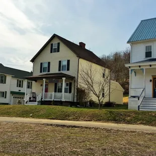 View of Bright Morning's three houses from the Great Allegheny Passage