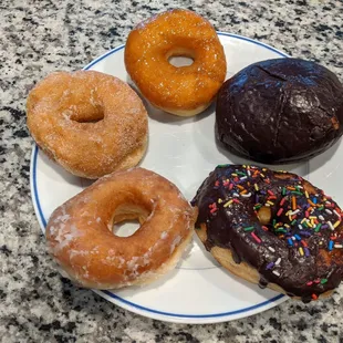 Taken at home, my assortment of donuts that were ordered to go.