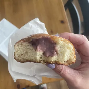 Strawberry filled donut