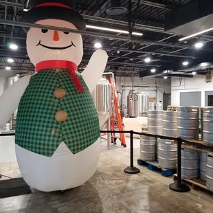 a large inflatable snowman