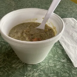 Cup of cream of broccoli soup