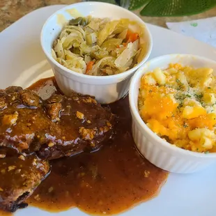Turkey meatloaf, cabbage with carrots, mac n cheese
