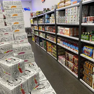shelves of beer in a store