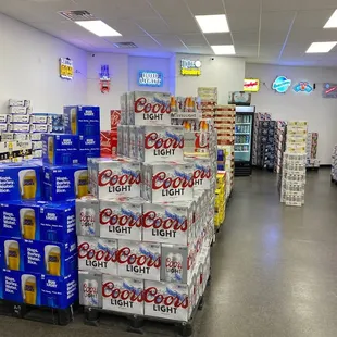 a display of cans of beer