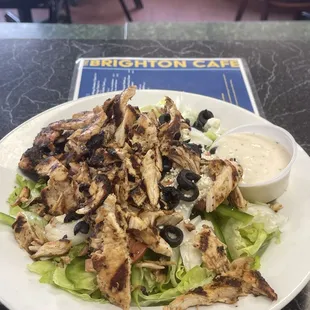 The best Grilled chicken on Grilled Chicken Greek Salad.