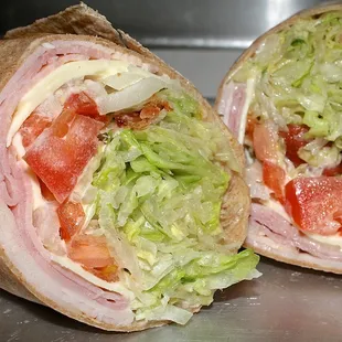 a ham and lettuce wrap