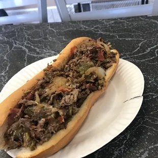 Mouthwatering steak and cheese sub!!!!