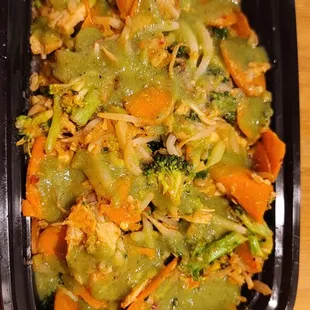 Green curry stir fry - doesn&apos;t look the most appetizing but it&apos;s delicious