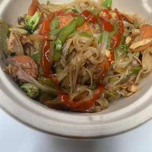 Build your own - chicken, veggies, and rice noodles, and Thai fresh basil sauce