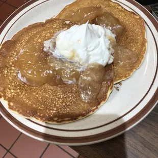 Small apple cakes with whipped cream!!  So good!