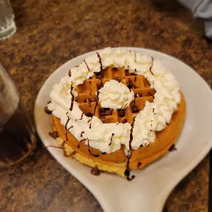 Belgian waffle with chocolate chips