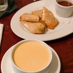 Butternut Shrimp Bisque &amp; crab Rangoon
