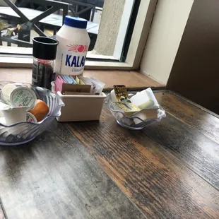 Condiments in the table