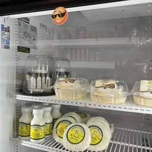 Refrigerated items, including tres leches cake from Guanajuato Bakery in Fort Worth!