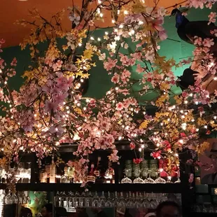 Love the flowers over the bar!