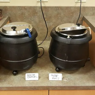 two pots on a counter