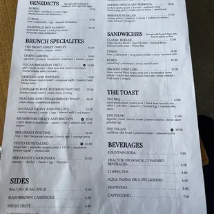 Brunch menu.