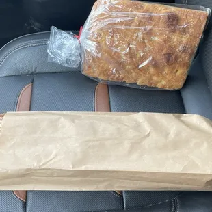 French baguette &amp; sea salt focaccia bread. Baked fresh daily.