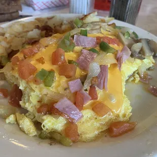 Omelette,notice the yellow &quot;substance&quot; it&apos;s soaking in ....have not clue what it was other than nasty.