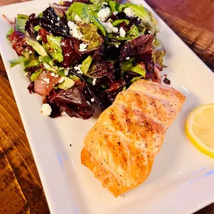 Poached pear salad with salmon
