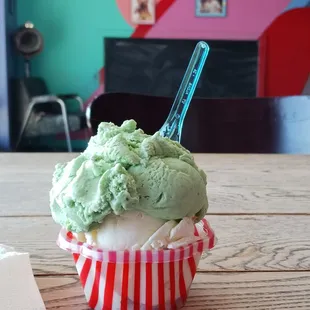 Two scoops - 1 amaretto 1 pistachio