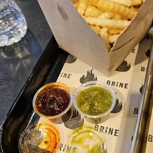 Get the sauces!!  Chimichurri and Garlic chili .