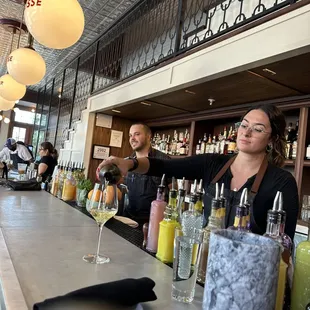 The white wine was poured with Care