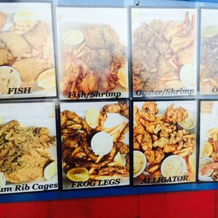 a variety of seafood dishes