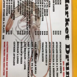 a shrimp on a menu
