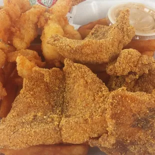 4 fish (Baffin Bay Drum) and 3 Shrimp $15