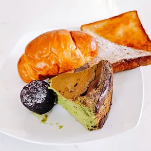 Matcha Cheesecake, Butter Roll, Toast, Brionie