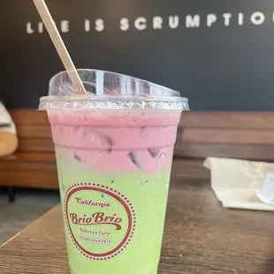 Strawberry matcha latte