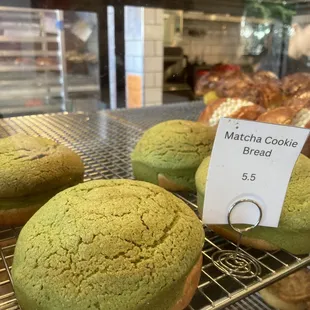 Matcha cookie bread! The best pastry. I love the bold matcha flavor in the cream &amp; fluffy bread. It's not heavy.