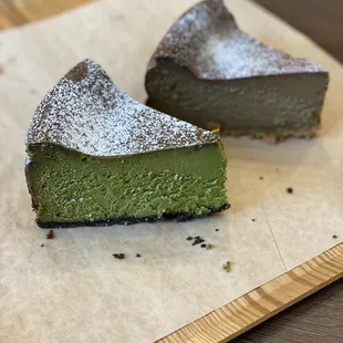 11.3.21 Matcha and Hojicha cheesecake..very bold flavors and more dense than I expected