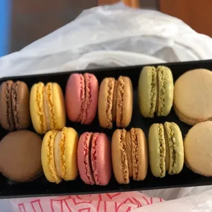 a tray of macarons