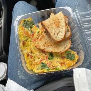 Veggie omelette, sourdough bread