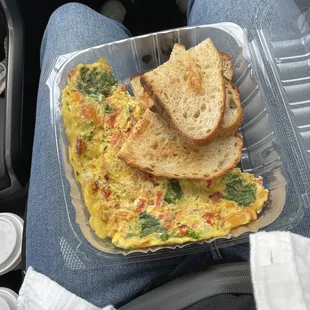 Veggie omelette and sourdough bread
