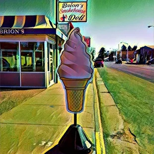 an ice cream cone on a pole