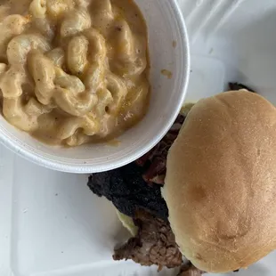 Mac and cheese and incredible brisket