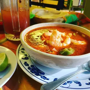 Plumpy peeled shrimp, flavorful and little spicy.