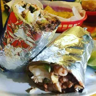 Shrimp burrito, I added steak to it.