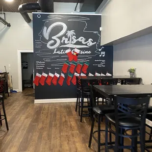 tables and chairs in a restaurant