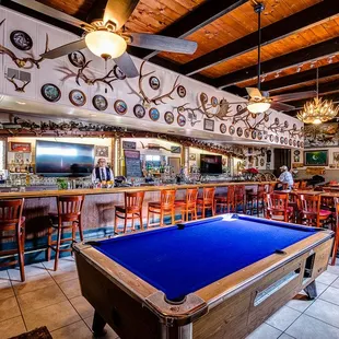 pool table and bar