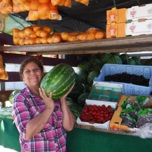 Maria Anne with a perfect watermelon.