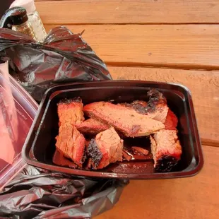 Brisket and burnt ends. I got it to go. It was delicious.