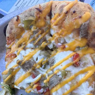 Philly cheese flatbread