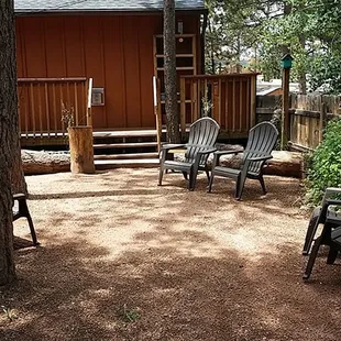 Sitting area outside Juniper 2 Bedroom Cabin Suite